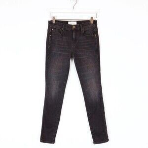 The Great. Womens Skinny Mid Rise Jeans Size 24 Stretch Black Grunge Punk